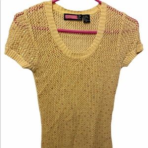 Say What? Off White Short Sleeve Sweater Size M